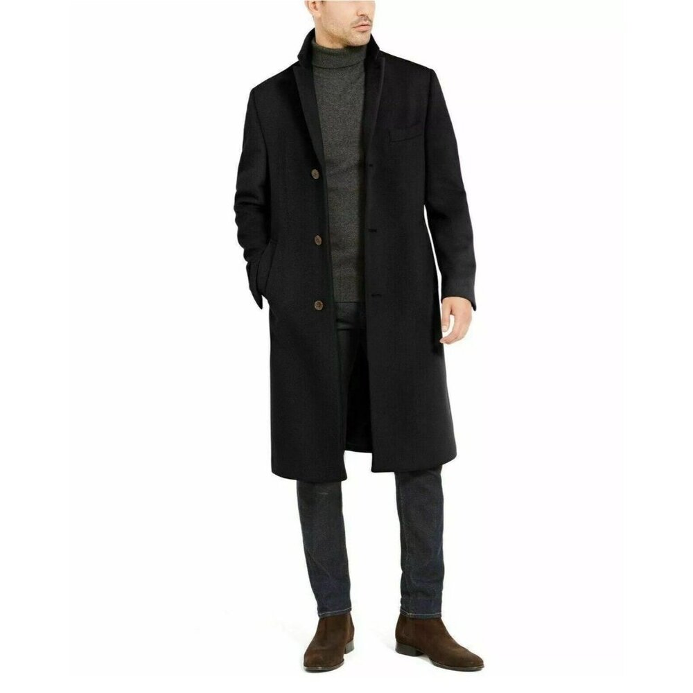 Ralph Lauren men's Columbia Classic Black Overcoat top Coat size 48R $495 - Picture 2 of 9